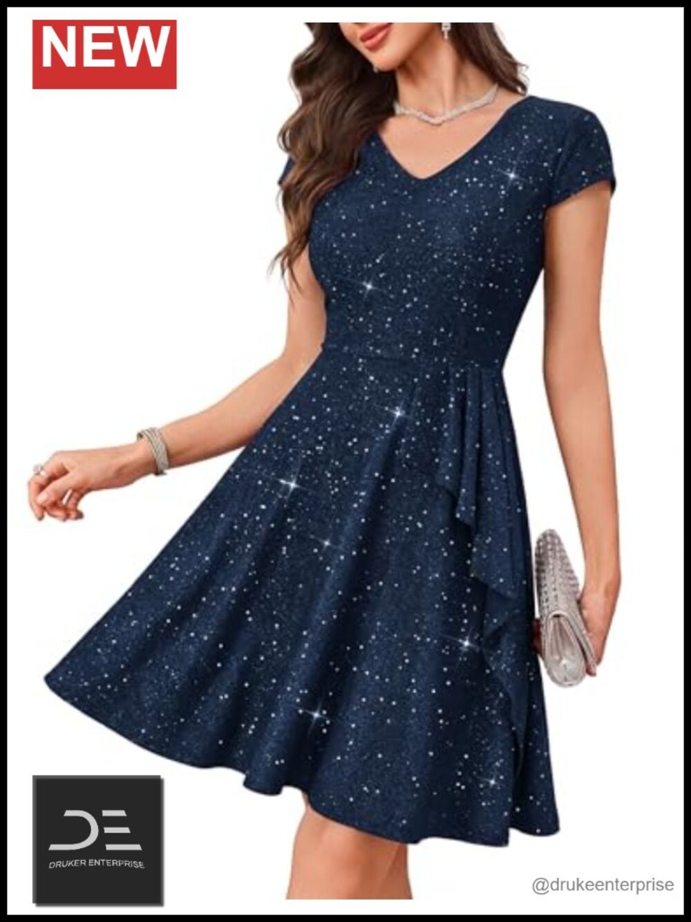 Wedtrend Women's Sparkly Cocktail Dress Ruffle Homecoming Semi-Formal Dress for